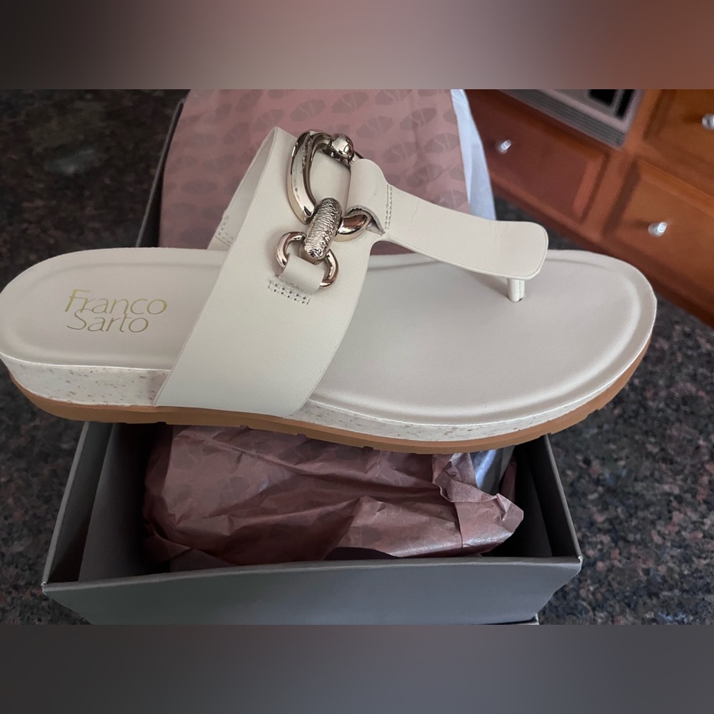 Brand new - leather- never worn -open sandal ,generous sz 9
